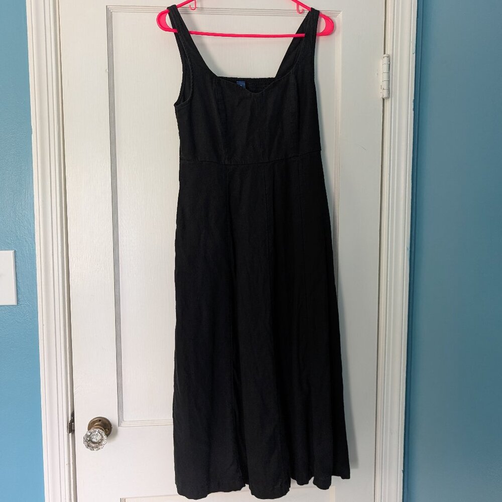 Black linen maxi dress